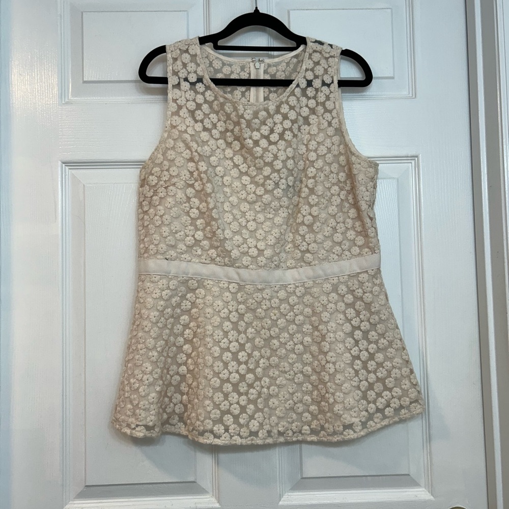 Banana Republic Cream Floral Sleeveless Blouse